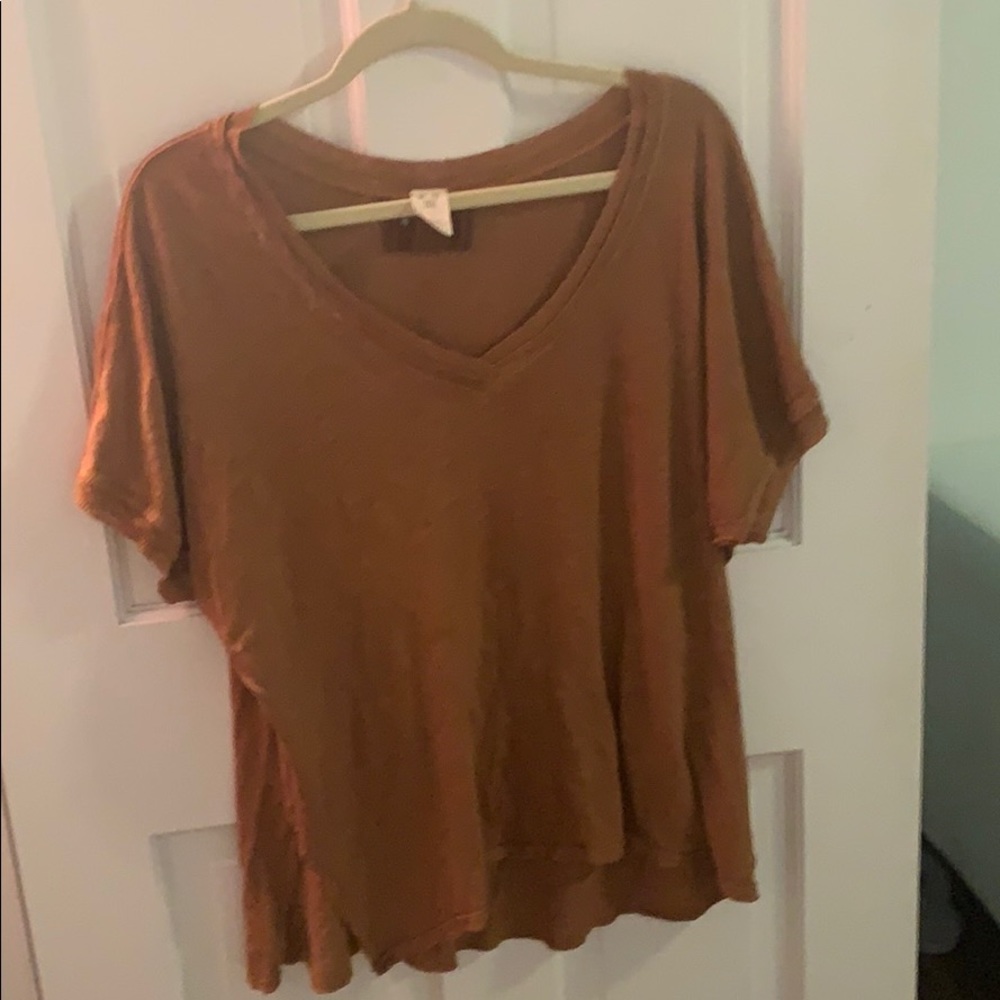 Free People We the Free V-Neck Burnt Orange Tee